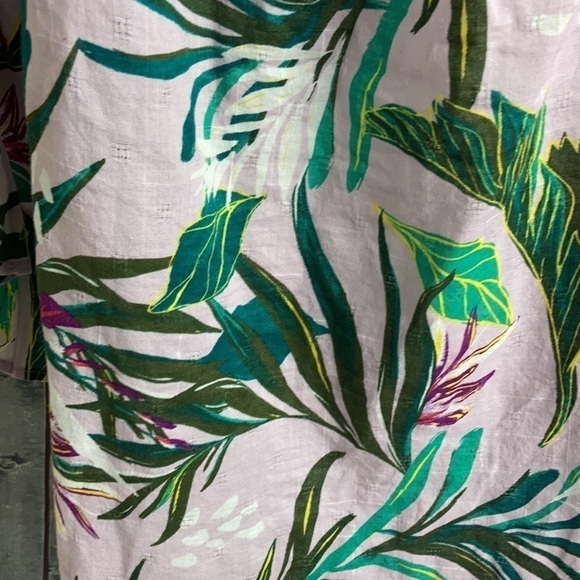 Terra & Sky NWT Square Neck Peasant Top Lavender Print 1X Tropical Resortwear - Picture 8 of 14